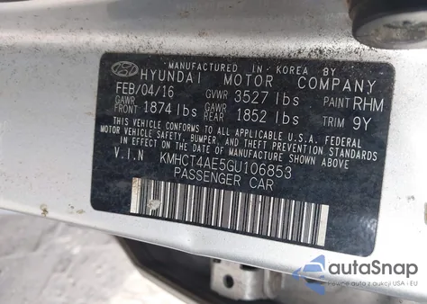 2016 Hyundai Accent Se z USA, uszkodzony, nr VIN KMHCT4AE5GU106853